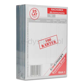 Rachunek dla konsumenta Emerson wielokopia, format A6, 5 bloczków x 100 kartek