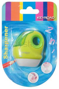 Keyroad Temperówka, plastikowa, pojedyncza, z gumką, blister, mix kolorów