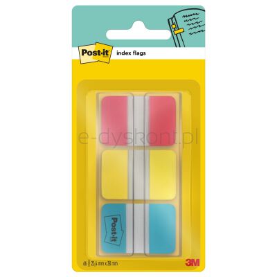 Post-It Zakładki Indeksujące Do Archiwizacji (686-Ryb), Pp, Silne, 38X25,4Mm, 3X22 Kart., Mix Kolorów 