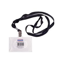 Identyfikator DONAU, z taśmą, twardy, czarny