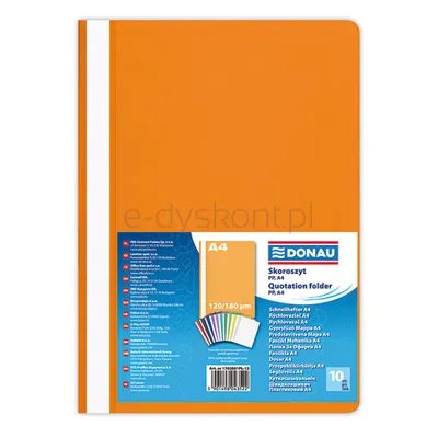 Donau Skoroszyt Pp, A4, Standard, 120/180Mikr., Pomarańczowy 