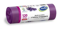 Stella Worki na śmieci z taśmą ściągającą, zapach lawendy, 120 l, 10 szt., lawendowy