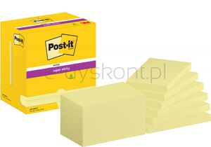 Karteczki Samoprzylepne Post-It Super Sticky (655-S), 127X76Mm, 12X90 Kartek, Jaskrawo Żółte