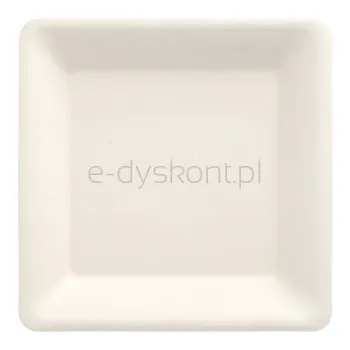 Talerze Z Trzciny Cukrowej, &Quotpure&Quot, Kształt Prostokątny, 15,5 Cm X 15,5 Cm, Kolor: Biały, 50 Szt