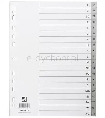 Q-Connect Przekładki  Pp, A4, 230X297Mm, A-Z, 20 Kart, Szare 