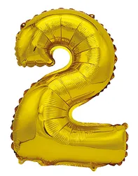 Balon foliowy PARTY GO, cyfra 2, 80cm, złoty