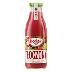 Hortex sok tłoczony z jabłek i wiśni, naturalnie mętny, nie z koncentratu butelka szklana 750ml