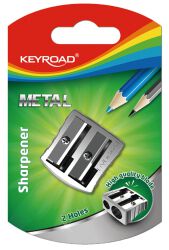 Keyroad Temperówka Metal, aluminiowa, podwójna, srebrna