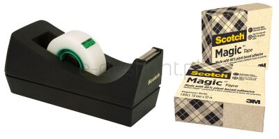 Scotch Taśma Biurowa Magic™ Greener Choice (9-1933R3C38), Matowa, 19Mm, 33M, 3Szt., Podajnik C-38 Gratis