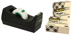 Taśma Biurowa Scotch® Magic™ Greener Choice (9-1933R3C38), Matowa, 19Mm, 33M, 3Szt., Podajnik C-38 Gratis