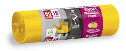 Anna Zaradna Worki na śmieci z uszami zapach cytrusów, 60 l, 16 szt., żółty
