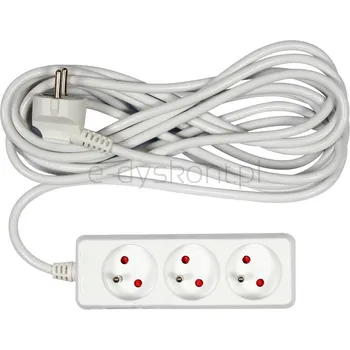Vorel Przedłużacz Elektryczny Biały 5 M, 3 Gniazda Z Uziemieniem