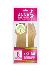 Anna  Zaradna Zestaw Sztućców Drewnianych 6 Kompletów