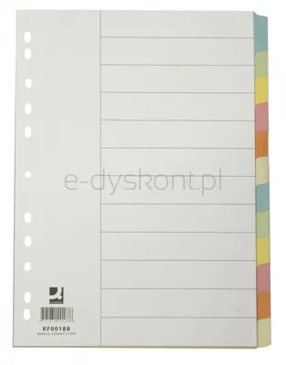 Q-Connect Przekładki Karton, A4, 223X297Mm, 12 Kart, Mix Kolorów 