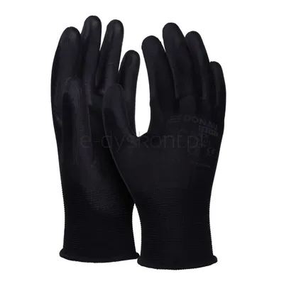 Donau Rękawice Safety Pu Black, Kat. Ii, Rozm. 10, Czarne