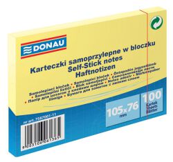 Donau Bloczek samoprzylepny 105x76mm, 1x100 kart., jasnożółty