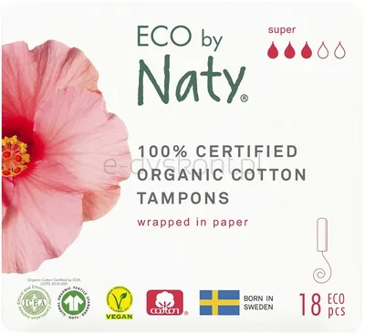 Ekologiczne tampony, super, 18 szt