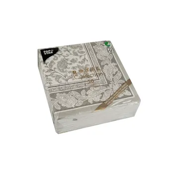 Serwetki, "ROYAL Collection", składane w 1/4, 40 cm x 40 cm, szary, "Ornaments", 50 szt.
