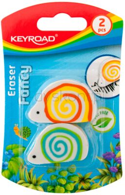Keyroad Gumka Uniwersalna Ślimak, 2Szt., Blister, Mix Kolorów