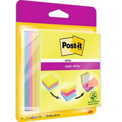 Post-It Multi Kostka Samoprzylepna Super Sticky (2014-Sc-Byfg),76X76Mm, 4X75 Kart., Mix Kolorów