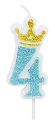 Świeczka PARTY GO, cyfra 4, 6,8cm, niebieska