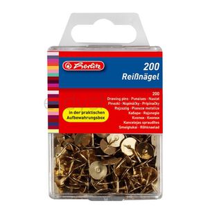 Pinezki metalowe Herlitz 200 sztuk w plastikowym opakowaniu