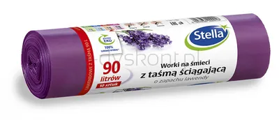 Stella Worki na śmieci z taśmą ściągającą, zapach lawendy, 90 l, 10 szt., lawendowy
