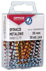 Office Products Spinacze metalowe Zebra, Powlekane, 50Mm, W Pudełku, 30Szt., Mix Kolorów