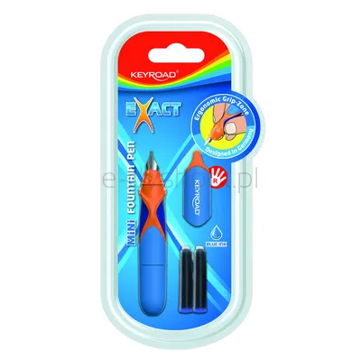 Pióro wieczne KEYROAD, mini, 2 niebieskie naboje gratis, blister, mix kolorów