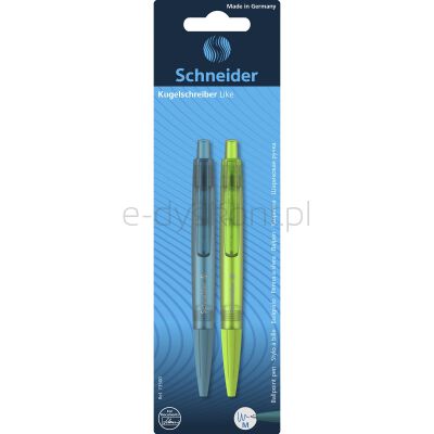 Schneider Długopis Automatyczny Like, M, 2Szt., Blister, Mix Kolorów