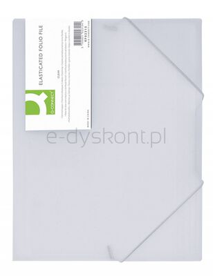 Q-Connect Teczka z gumką PP A4, 400mikr., 3-skrz., transparentna biała