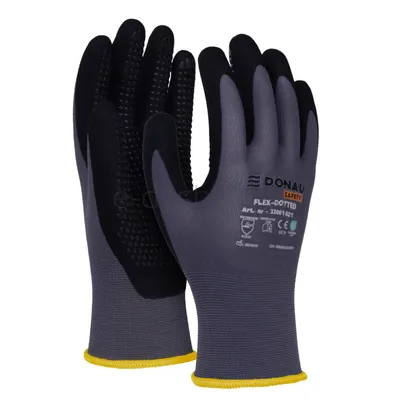 Donau Rękawice Safety Flex-Dotted, Kat. Ii, Rozm. 8, Szare