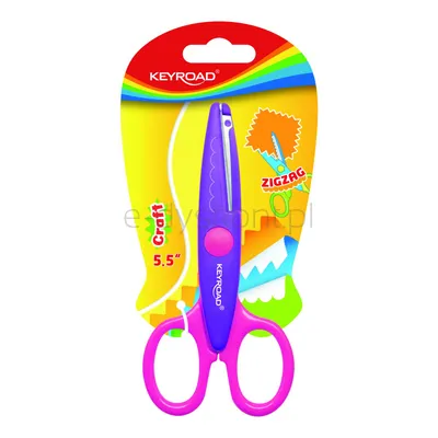 Keyroad Nożyczki Szkolne Craft, ozdobne, zygzak, 13cm, blister, mix kolorów