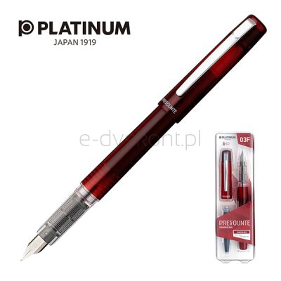Platinum Pióro wieczne Prefounte Crimson Red, F, w plastikowym opakowaniu, na blistrze, bordowe