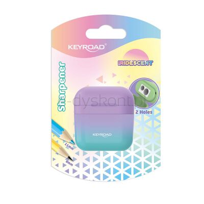 Keyroad Temperówka plastikowa, opalizująca, podwójna, blister, mix kolorów