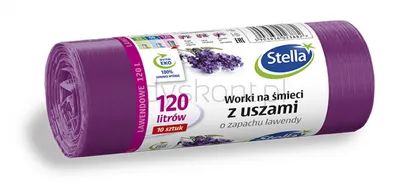 Stella Worki na śmieci z uszami zapach lawendy, 120 l, 10 szt., lawendowy