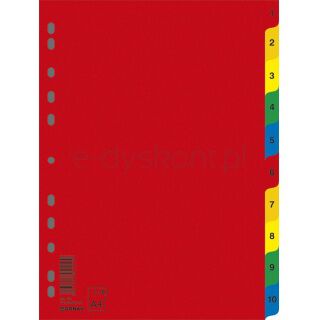 Donau Przekładki PP, A4, 230x297mm, 1-10, 10 kart, mix kolorów [BIURO]
