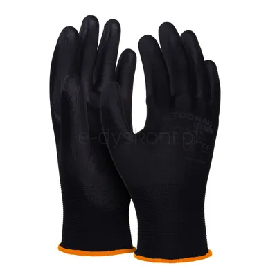Donau Rękawice Safety Pu Black, Kat. Ii, Rozm. 7, Czarne