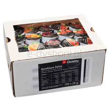 TGQ mix konfitur 25 g x 100 szt. (truskawka, morela, wiśnia, czarna porzeczka)