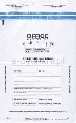 Office Products Koperta Bezpieczna C3, 330X470Mm, 50Szt., Transparentna 