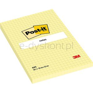 Post-It Karteczki samoprzylepne w kratkę (662), 102x152mm, 1x100 kart., żółte