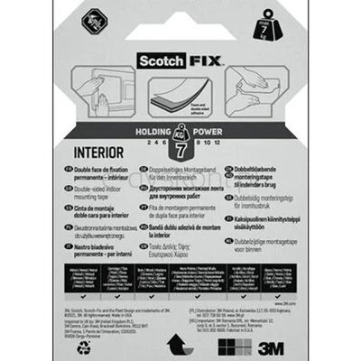 Taśma montażowa SCOTCH®, mocna, 19mm x 1,5m, biała