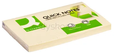 Q-Connect Bloczek Samoprzylepny 100% Recycled, 127X76Mm, 100 Kart., Żółty 