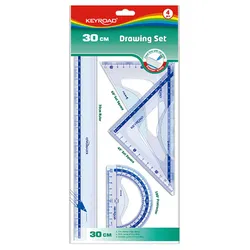 Zestaw Geometryczny Keyroad, Z Linijką 30Cm, Zawieszka, Transparentny
