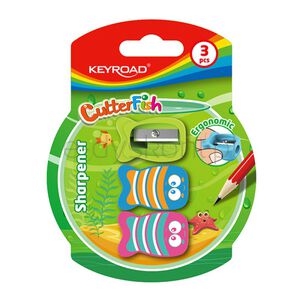 Keyroad Temperówka plastikowa CUTTER FISH, pojedyncza, średnica: 8mm, 3szt, blister