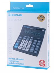 Kalkulator biurowy DONAU TECH OFFICE, 12-cyfr. wyświetlacz, wym. 201x155x35mm, czarny