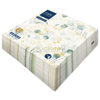 Serwetki PAW Professional Dinner Golden Eucalyptus 1-warstowe 40x40cm składane 1/4