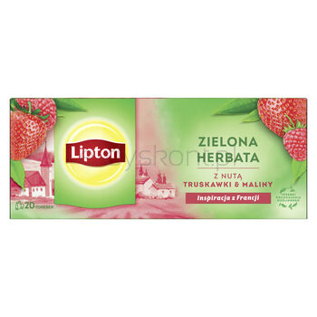 Lipton Herbata zielona, z nutą truskawki i maliny, 20 torebek