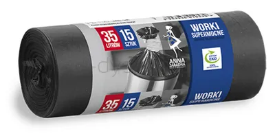 Anna Zaradna Worki na śmieci supermocne, 35 l, 15 szt., czarny