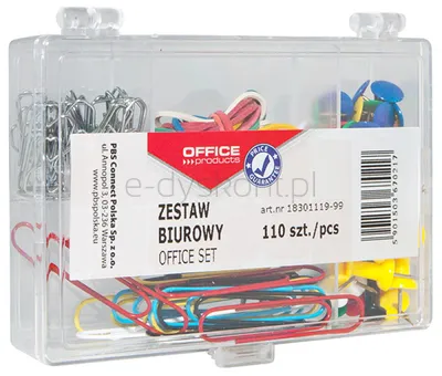 Zestaw Biurowy (Pinezki, Gumki I Spinacze) Office Products, Mix 110Szt.